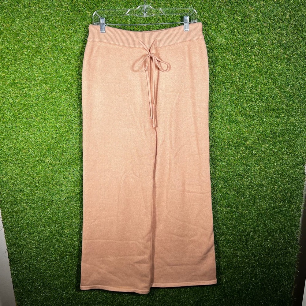 TL Dusty Rose Pink Knit Wide Leg Sweater Pants XL‎ Drawstring Waist Loungewear